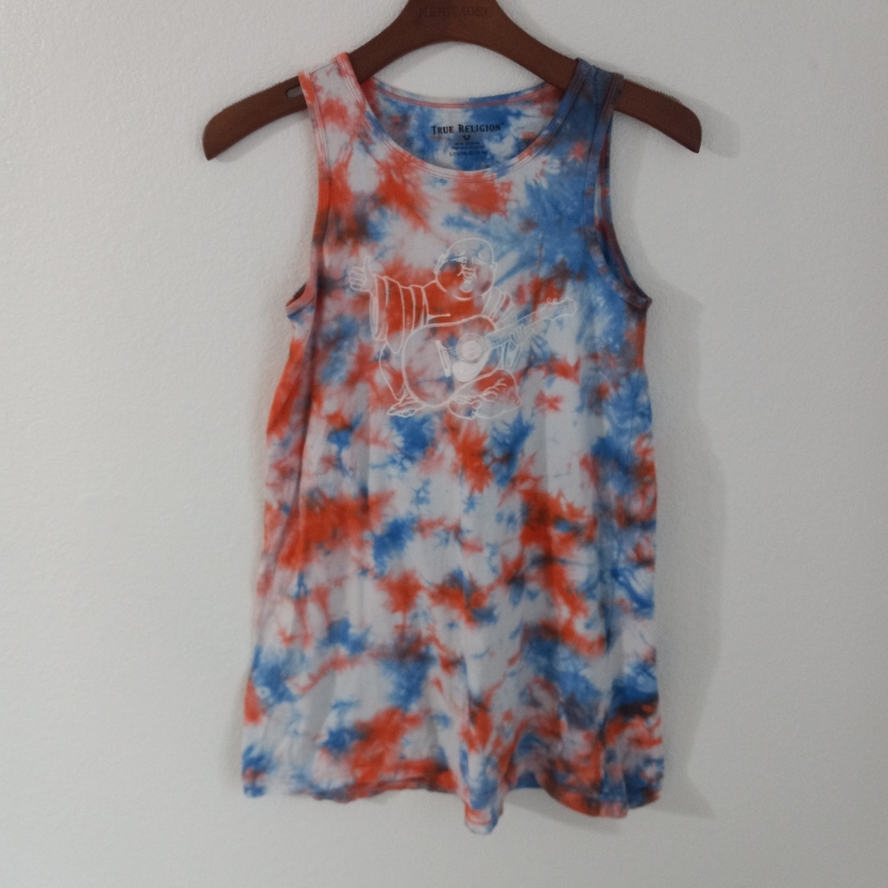 True Religion L Sleeveless TieDye Tank Top Dress